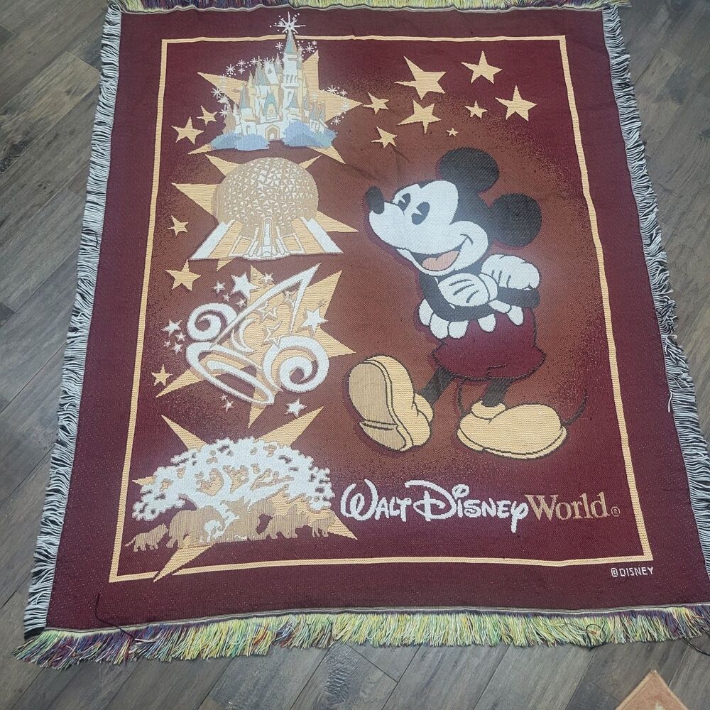 Walt Disney World Mickey Mouse Four Parks One World Throw Blanket Magic Kingdom